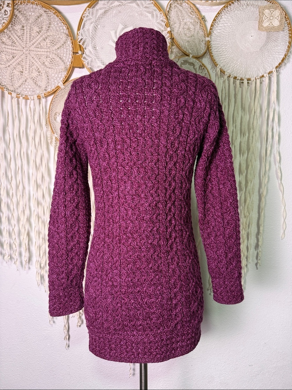 Aran Craft Merino Wool Long Sleeve Asymmetrical Zip Pockets Sweater Jacket XS - Picture 5 of 13